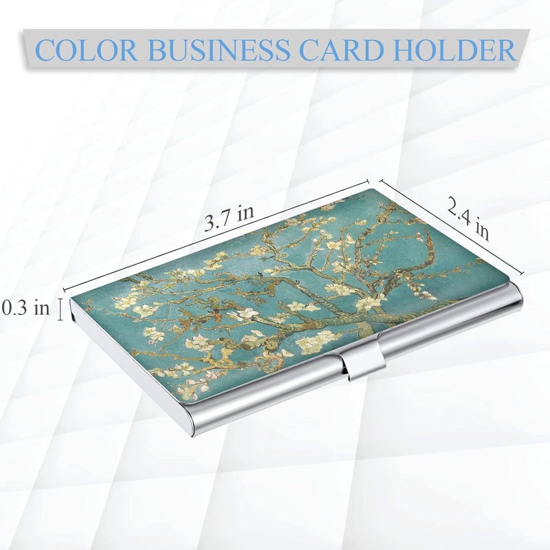Xavier Business Card Holder，Color Printing Men's and Women's Business Card Case，Ultra-Thin Metal Business Card Organizer，Carry-on Pocket Wallet Business Card Holder,Green Tree - Image 2